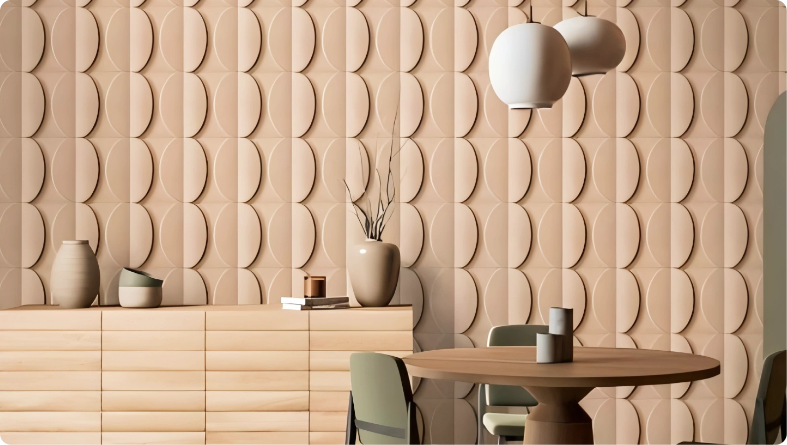 Orange geometric wallpaper for your living room